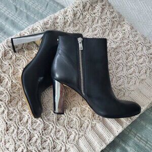 Limited Edition CK Savana Mirror Block Heel Leather Ankle Boots- US 8.5​